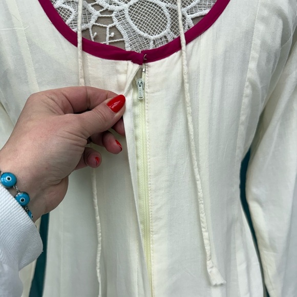 Vintage Long Sleeve Maxi Dress, Boho Style Embroidery, Fits 8-10 Full Length - Picture 10 of 14